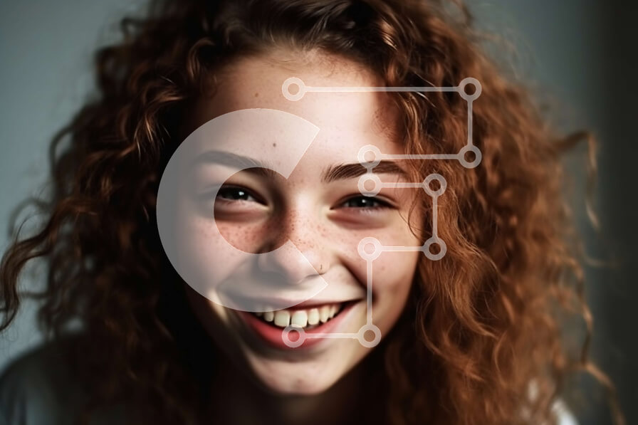 Intra Συλλεκτικό Ξύλινο Παζλ Plywood  4mm - Όμορφη εικόνα μιας χαμογελαστής κοκκινομάλλας γυναίκας με φακίδες Σε Ξύλινο Κουτί - Διαστάσεις Puzzle: 10x10 cm – 25 κομμάτια