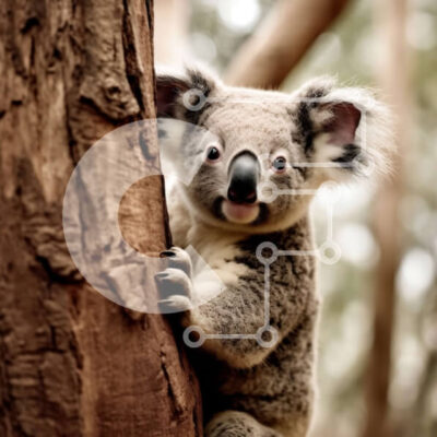 Intra Συλλεκτικό Ξύλινο Παζλ Plywood  4mm - Αξιολάτρευτη εικόνα μιας αρκούδας κοάλα που κάθεται σε έναν κορμό δέντρου Σε Ξύλινο Κουτί - Διαστάσεις: 10x10 cm – 25 κομμάτια - Image 1