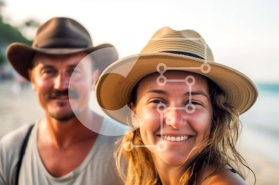 Intra Συλλεκτικό Ξύλινο Παζλ Plywood  4mm - Χαμογελαστό ζευγάρι στην παραλία στο ηλιοβασίλεμα Σε Ξύλινο Κουτί - Διαστάσεις Puzzle: 10x10 cm – 25 κομμάτια