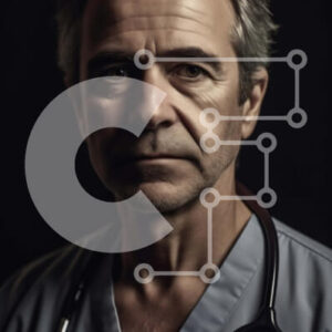 Intra Συλλεκτικό Ξύλινο Παζλ Plywood  4mm - Σοβαρός άνδρας γιατρός σε τρίβει με στηθοσκόπιο Σε Ξύλινο Κουτί - Διαστάσεις Puzzle: 10x10 cm – 25 κομμάτια