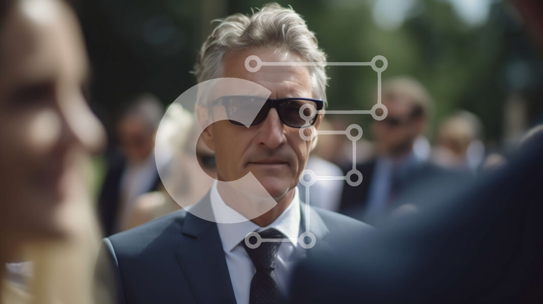 Intra Συλλεκτικό Ξύλινο Παζλ Plywood  4mm - Βαθιά στη σκέψη: Εικόνα ενός άνδρα με κοστούμι και γυαλιά ηλίου Σε Ξύλινο Κουτί - Διαστάσεις Puzzle: 10x10 cm – 25 κομμάτια