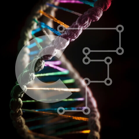 Intra Συλλεκτικό Ξύλινο Παζλ Plywood  4mm - Colorful DNA Strand: A Beautiful Representation of Genetics Σε Ξύλινο Κουτί - Διαστάσεις Puzzle: 10x10 cm – 25 κομμάτια - Image 1
