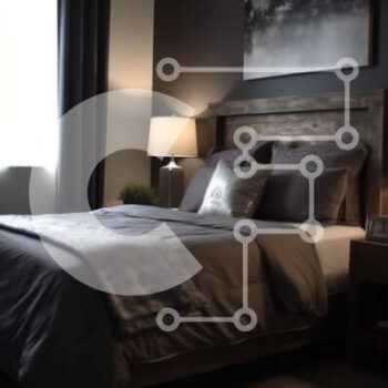 Intra Συλλεκτικό Ξύλινο Παζλ Plywood  4mm - Άνετο υπνοδωμάτιο σε σκούρο γκρι με ξύλινο δάπεδο σανίδας Σε Ξύλινο Κουτί - Διαστάσεις Puzzle: 10x10 cm – 25 κομμάτια - Image 1