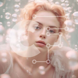 Intra Συλλεκτικό Ξύλινο Παζλ Plywood  4mm - Ονειρική εικόνα μιας γυναίκας που περιβάλλεται από φυσαλίδες Σε Ξύλινο Κουτί - Διαστάσεις Puzzle: 10x10 cm – 25 κομμάτια