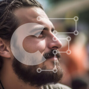 Intra Συλλεκτικό Ξύλινο Παζλ Plywood  4mm - Άνδρας που στέκεται μπροστά σε ένα πλήθος με τα χέρια του στις τσέπες Σε Ξύλινο Κουτί - Διαστάσεις Puzzle: 10x10 cm – 25 κομμάτια