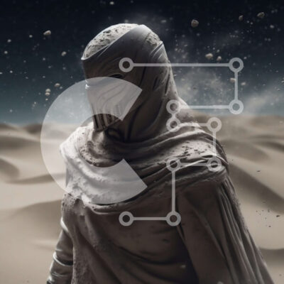 Intra Συλλεκτικό Ξύλινο Παζλ Plywood 4mm - Άτομο με λευκή ρόμπα που στέκεται στην έρημο με τους αμμόλοφους στο φόντο Σε Ξύλινο Κουτί - Διαστάσεις Puzzle: 10x10 cm – 25 κομμάτια - Image 1