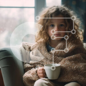 Intra Συλλεκτικό Ξύλινο Παζλ Plywood  4mm - Άνετη εικόνα ενός νεαρού κοριτσιού με ζεστή σοκολάτα στον καναπέ Σε Ξύλινο Κουτί - Διαστάσεις Puzzle: 10x10 cm – 25 κομμάτια