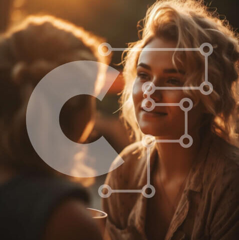 Intra Συλλεκτικό Ξύλινο Παζλ Plywood  4mm - Δύο γυναίκες που απολαμβάνουν τον καφέ βλέποντας το ηλιοβασίλεμα Σε Ξύλινο Κουτί - Διαστάσεις Puzzle: 10x10 cm – 25 κομμάτια - Image 1