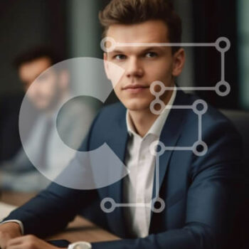 Intra Συλλεκτικό Ξύλινο Παζλ Plywood  4mm - Νεαρός άνδρας με επαγγελματική ενδυμασία κάθεται στο τραπέζι στην αίθουσα συνεδριάσεων Σε Ξύλινο Κουτί - Διαστάσεις Puzzle: 10x10 cm – 25 κομμάτια - Image 1