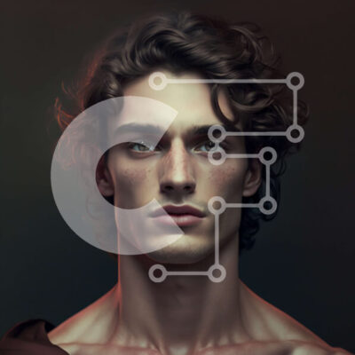 Intra Συλλεκτικό Ξύλινο Παζλ Plywood  4mm - Πορτρέτο ενός άνδρα με σγουρά μαλλιά και ένα τατουάζ σταυρού στο μέτωπό του Σε Ξύλινο Κουτί - Διαστάσεις Puzzle: 10x10 cm – 25 κομμάτια - Image 1