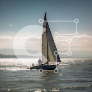 Intra Συλλεκτικό Ξύλινο Παζλ Plywood  4mm - Άνθρωπος που πλέει σε ήρεμη θάλασσα με βουνά στο παρασκήνιο Σε Ξύλινο Κουτί - Διαστάσεις: 10x10 cm – 25 κομμάτια