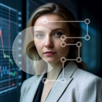 Intra Συλλεκτικό Ξύλινο Παζλ Plywood  4mm - Επιχειρηματίας που στέκεται με σιγουριά μπροστά από τα οικονομικά γραφήματα Σε Ξύλινο Κουτί - Διαστάσεις Puzzle: 10x10 cm – 25 κομμάτια - Image 1