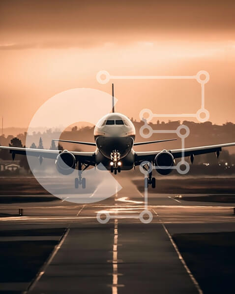 Intra Συλλεκτικό Ξύλινο Παζλ Plywood  4mm - Το Boeing 747 απογειώνεται από το διάδρομο του αεροδρομίου το ηλιοβασίλεμα Σε Ξύλινο Κουτί - Διαστάσεις Puzzle: 10x10 cm – 25 κομμάτια