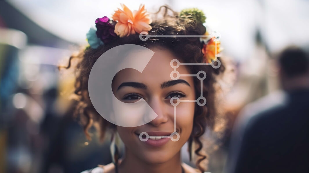 Intra Συλλεκτικό Ξύλινο Παζλ Plywood  4mm - Χαμογελαστό κορίτσι με σγουρά μαλλιά και κορώνα λουλουδιών | Φωτογραφία Αρχείου Σε Ξύλινο Κουτί - Διαστάσεις Puzzle: 10x10 cm – 25 κομμάτια