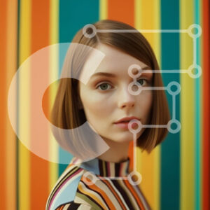 Intra Συλλεκτικό Ξύλινο Παζλ Plywood  4mm - Μοντέρνα γυναίκα που φορά ένα πολύχρωμο ριγέ πουκάμισο Σε Ξύλινο Κουτί - Διαστάσεις Puzzle: 10x10 cm – 25 κομμάτια