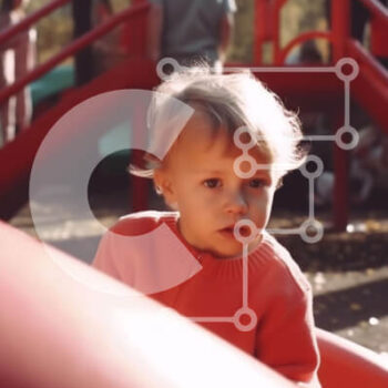 Intra Συλλεκτικό Ξύλινο Παζλ Plywood  4mm - Μικρό παιδί που διασκεδάζει στην κόκκινη τσουλήθρα στην παιδική χαρά Σε Ξύλινο Κουτί - Διαστάσεις Puzzle: 10x10 cm – 25 κομμάτια - Image 1