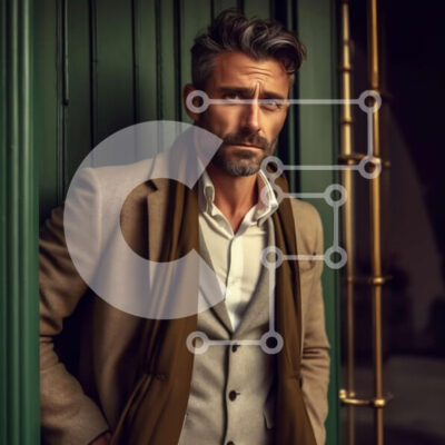 Intra Συλλεκτικό Ξύλινο Παζλ Plywood  4mm - Κομψός άνδρας με κοστούμι και κασκόλ πόζες από την Green Door Σε Ξύλινο Κουτί - Διαστάσεις Puzzle: 10x10 cm – 25 κομμάτια - Image 1