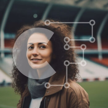 Intra Συλλεκτικό Ξύλινο Παζλ Plywood  4mm - Νεαρή γυναίκα στο γήπεδο ποδοσφαίρου που κοιτάζει στην απόσταση Σε Ξύλινο Κουτί - Διαστάσεις Puzzle: 10x10 cm – 25 κομμάτια - Image 1