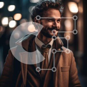 Intra Συλλεκτικό Ξύλινο Παζλ Plywood  4mm - Άτομο που κοιτάζει το τηλέφωνο στην οδό της πόλης τη νύχτα Σε Ξύλινο Κουτί - Διαστάσεις Puzzle: 10x10 cm – 25 κομμάτια