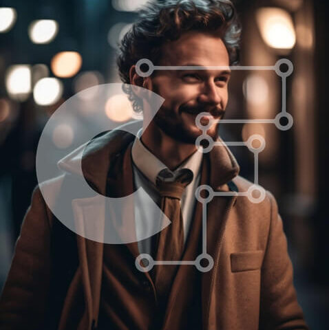 Intra Συλλεκτικό Ξύλινο Παζλ Plywood 4mm - Άτομο που κοιτάζει το τηλέφωνο στην οδό της πόλης τη νύχτα Σε Ξύλινο Κουτί - Διαστάσεις Puzzle: 10x10 cm – 25 κομμάτια - Image 1