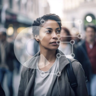 Intra Συλλεκτικό Ξύλινο Παζλ Plywood  4mm - Άνετα ντυμένοι άνθρωποι που περπατούν στην πολυσύχναστη οδό της πόλης Σε Ξύλινο Κουτί - Διαστάσεις Puzzle: 10x10 cm – 25 κομμάτια - Image 1