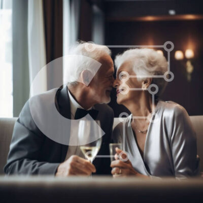 Intra Συλλεκτικό Ξύλινο Παζλ Plywood  4mm - Υπέροχο ηλικιωμένο ζευγάρι σε ένα εστιατόριο Σε Ξύλινο Κουτί - Διαστάσεις Puzzle: 10x10 cm – 25 κομμάτια - Image 1