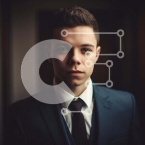 Intra Συλλεκτικό Ξύλινο Παζλ Plywood  4mm - Επαγγελματικό πορτρέτο ενός σοβαρού νεαρού άνδρα με κοστούμι και γραβάτα Σε Ξύλινο Κουτί - Διαστάσεις Puzzle: 10x10 cm – 25 κομμάτια