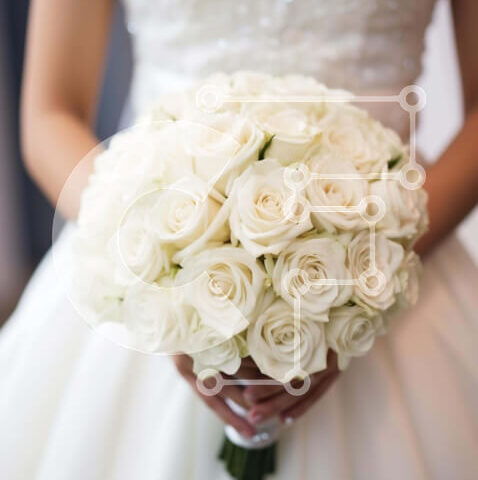 Intra Συλλεκτικό Ξύλινο Παζλ Plywood  4mm - Κομψή γυναίκα με μπουκέτο με λευκά τριαντάφυλλα Σε Ξύλινο Κουτί - Διαστάσεις Puzzle: 10x10 cm – 25 κομμάτια - Image 1