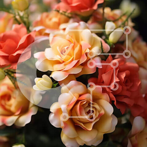 Intra Συλλεκτικό Ξύλινο Παζλ Plywood  4mm - Πολύχρωμο μπουκέτο με τεχνητά τριαντάφυλλα σε βάζο Σε Ξύλινο Κουτί - Διαστάσεις Puzzle: 10x10 cm – 25 κομμάτια - Image 1