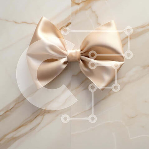 Intra Συλλεκτικό Ξύλινο Παζλ Plywood  4mm - Χρυσός φιόγκος σε κομψό μαρμάρινο φόντο για αξεσουάρ μόδας Σε Ξύλινο Κουτί - Διαστάσεις Puzzle: 10x10 cm – 25 κομμάτια - Image 1