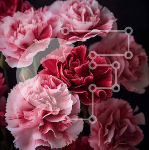 Intra Συλλεκτικό Ξύλινο Παζλ Plywood  4mm - Ζωντανά ροζ και κόκκινα γαρίφαλα σε βάζο Σε Ξύλινο Κουτί - Διαστάσεις: 10x10 cm – 25 κομμάτια - Image 1