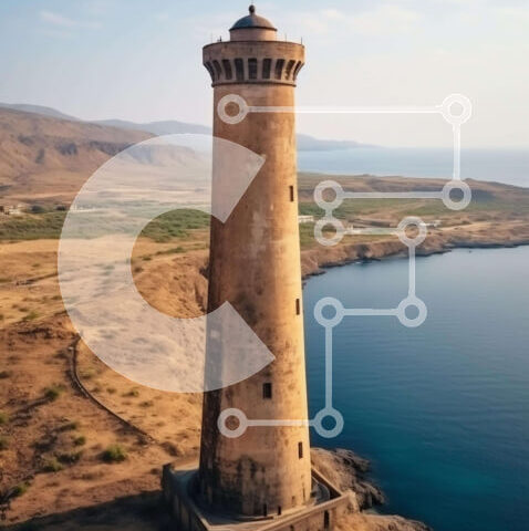 Intra Συλλεκτικό Ξύλινο Παζλ Plywood  4mm - Έρημος Πύργος Φάρων δίπλα στον Ωκεανό Σε Ξύλινο Κουτί - Διαστάσεις Puzzle: 10x10 cm – 25 κομμάτια - Image 1