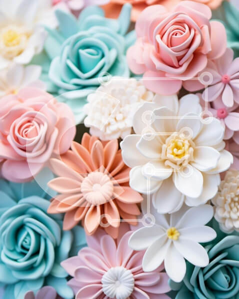 Intra Συλλεκτικό Ξύλινο Παζλ Plywood  4mm - Κοντινό πλάνο λουλουδιών σε παστέλ χρώματα σε διάφορα σχήματα και μεγέθη Σε Ξύλινο Κουτί - Διαστάσεις: 10x10 cm – 25 κομμάτια