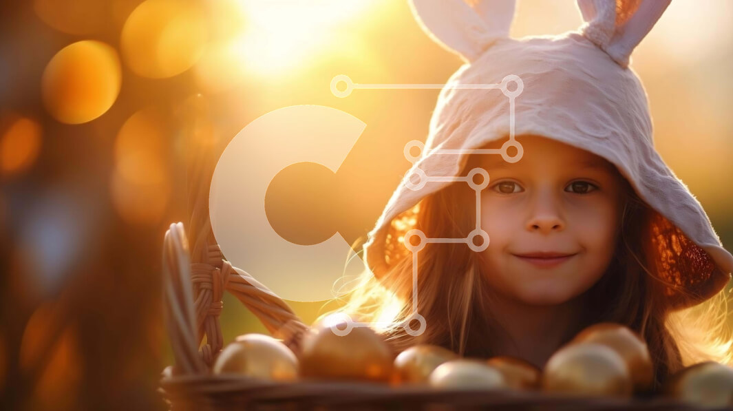 Intra Συλλεκτικό Ξύλινο Παζλ Plywood  4mm - Νεαρό κορίτσι με τα αυτιά λαγουδάκι και το πασχαλινό καλάθι Σε Ξύλινο Κουτί - Διαστάσεις: 10x10 cm – 25 κομμάτια