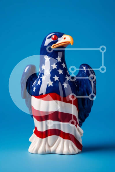 Intra Συλλεκτικό Ξύλινο Παζλ Plywood  4mm - Κεραμικό ειδώλιο αετού με σχέδιο αμερικανικής σημαίας Σε Ξύλινο Κουτί - Διαστάσεις: 10x10 cm – 25 κομμάτια