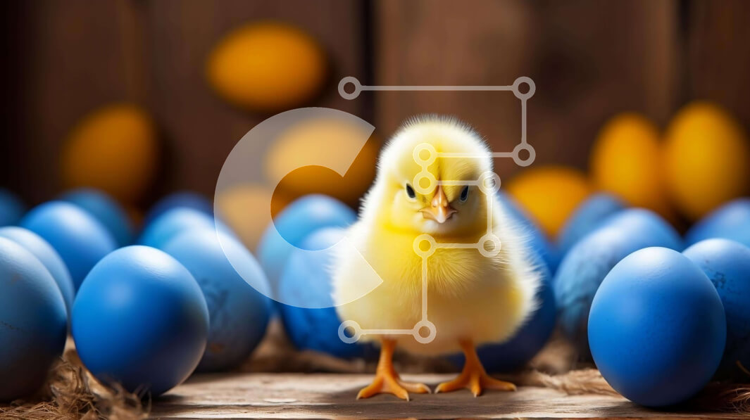 Intra Συλλεκτικό Ξύλινο Παζλ Plywood  4mm - Κίτρινο νεοσσό με μπλε αυγά Σε Ξύλινο Κουτί - Διαστάσεις: 10x10 cm – 25 κομμάτια