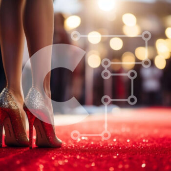 Intra Συλλεκτικό Ξύλινο Παζλ Plywood  4mm - Γυναίκα με ψηλά τακούνια στο κόκκινο χαλί σε μια εκδήλωση ή ένα πάρτι Σε Ξύλινο Κουτί - Διαστάσεις Puzzle: 10x10 cm – 25 κομμάτια - Image 1