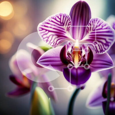 Intra Συλλεκτικό Ξύλινο Παζλ Plywood  4mm - Όμορφη κινηματογράφηση σε πρώτο πλάνο ενός ανθισμένου λουλουδιού ορχιδέας Σε Ξύλινο Κουτί - Διαστάσεις: 10x10 cm – 25 κομμάτια - Image 1