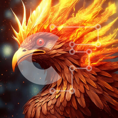 Intra Συλλεκτικό Ξύλινο Παζλ Plywood  4mm - Εκπληκτική εικόνα ενός Φοίνικα ενάντια σε έναν έναστρο νυχτερινό ουρανό Σε Ξύλινο Κουτί - Διαστάσεις Puzzle: 10x10 cm – 25 κομμάτια - Image 1