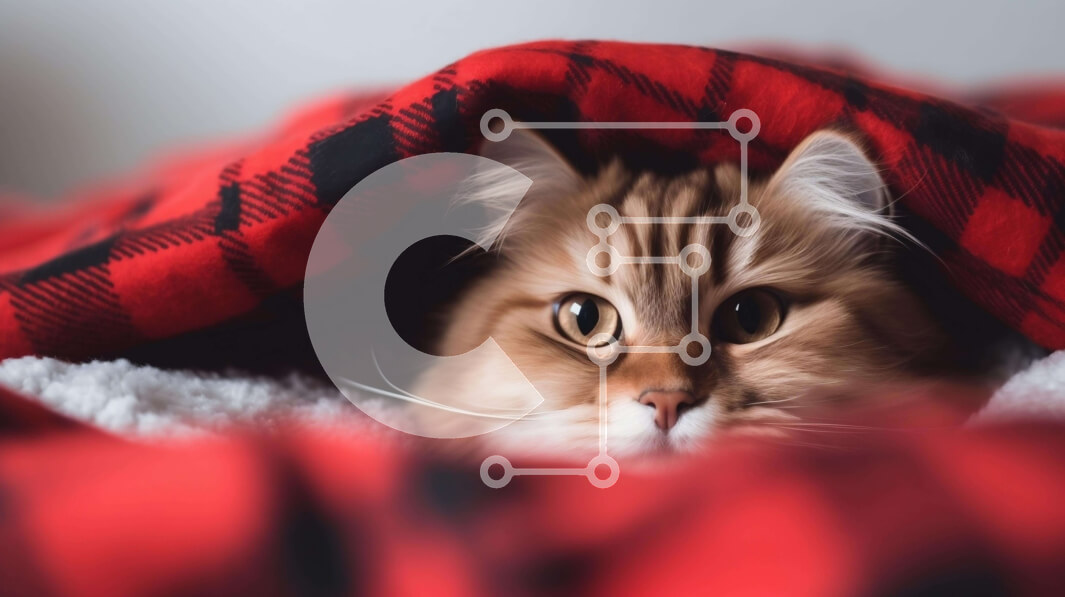 Intra Συλλεκτικό Ξύλινο Παζλ Plywood  4mm - Περίεργη γάτα που κρυφοκοιτάζει κάτω από μια κουβέρτα Σε Ξύλινο Κουτί - Διαστάσεις: 10x10 cm – 25 κομμάτια