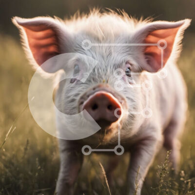 Intra Συλλεκτικό Ξύλινο Παζλ Plywood  4mm - Αξιολάτρευτο γουρούνι που στέκεται σε ένα χωράφι με πράσινο γρασίδι Σε Ξύλινο Κουτί - Διαστάσεις: 10x10 cm – 25 κομμάτια - Image 1