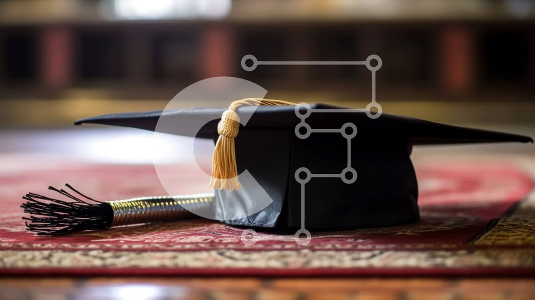 Intra Συλλεκτικό Ξύλινο Παζλ Plywood  4mm - ΚΑΠ και φούντα αποφοίτησης στο κόκκινο χαλί Στοκ Φωτογραφία Σε Ξύλινο Κουτί - Διαστάσεις Puzzle: 10x10 cm – 25 κομμάτια