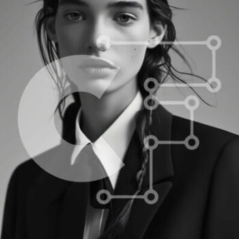 Intra Συλλεκτικό Ξύλινο Παζλ Plywood  4mm - Γυναίκα με σμόκιν - ασπρόμαυρο πορτρέτο Σε Ξύλινο Κουτί - Διαστάσεις Puzzle: 10x10 cm – 25 κομμάτια - Image 1