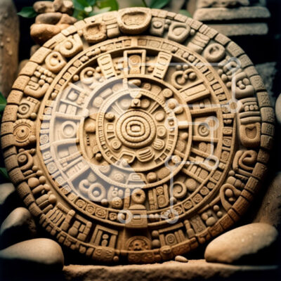 Intra Συλλεκτικό Ξύλινο Παζλ Plywood  4mm - Αρχαίο πέτρινο ημερολόγιο των Μάγια με περίπλοκα σύμβολα Σε Ξύλινο Κουτί - Διαστάσεις Puzzle: 10x10 cm – 25 κομμάτια - Image 1