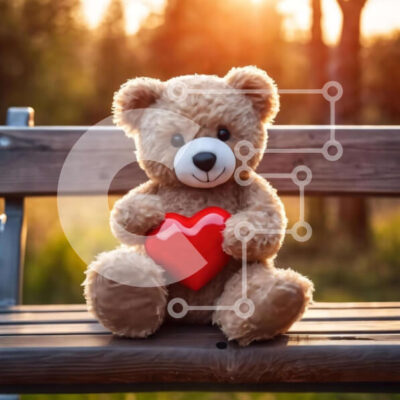 Intra Συλλεκτικό Ξύλινο Παζλ Plywood  4mm - Αρκουδάκι με καρδιά του Αγίου Βαλεντίνου Σε Ξύλινο Κουτί - Διαστάσεις: 10x10 cm – 25 κομμάτια - Image 1