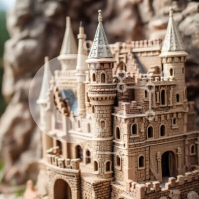 Intra Συλλεκτικό Ξύλινο Παζλ Plywood 4mm - Κάστρο από άμμο με περίπλοκες λεπτομέρειες και μεσαιωνική ανατροπή Σε Ξύλινο Κουτί - Διαστάσεις Puzzle: 10x10 cm – 25 κομμάτια - Image 1