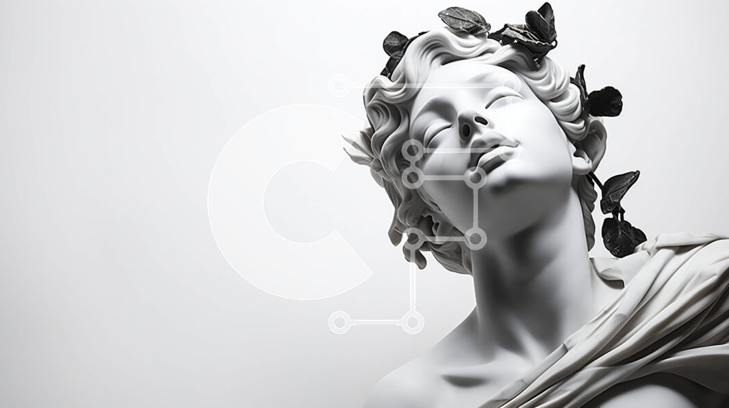 Intra Συλλεκτικό Ξύλινο Παζλ Plywood  4mm - Λευκό γλυπτό προτομής με κορώνα λουλουδιών Σε Ξύλινο Κουτί - Διαστάσεις Puzzle: 10x10 cm – 25 κομμάτια