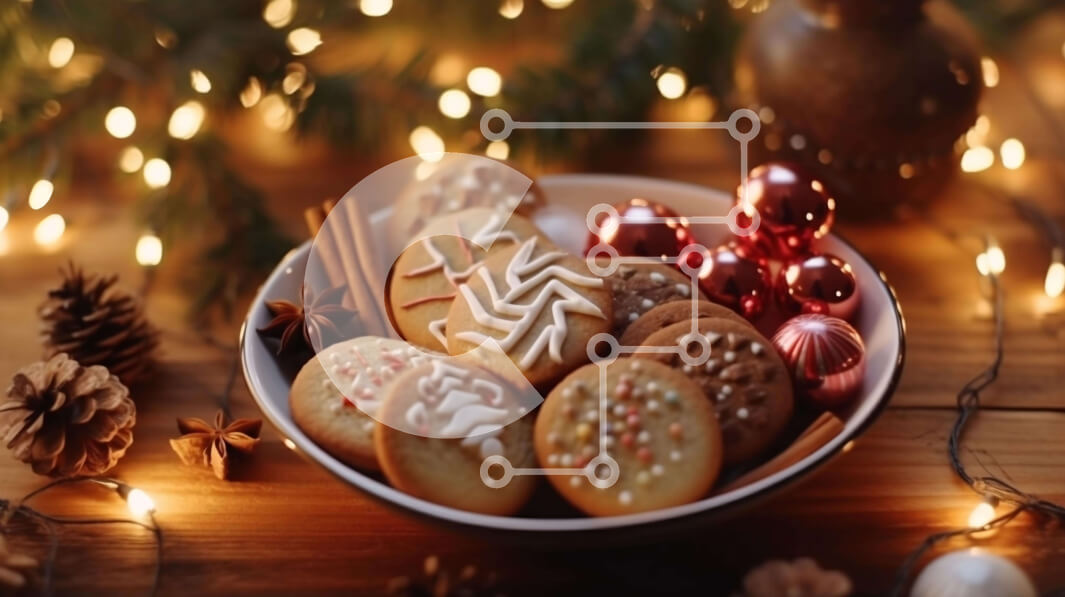 Intra Συλλεκτικό Ξύλινο Παζλ Plywood  4mm - Γιορτινά χριστουγεννιάτικα μπισκότα με στολίδια και φωτάκια Σε Ξύλινο Κουτί - Διαστάσεις: 10x10 cm – 25 κομμάτια