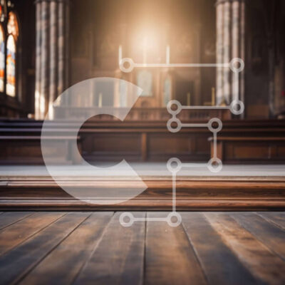 Intra Συλλεκτικό Ξύλινο Παζλ Plywood  4mm - Κενή εκκλησία με ξύλινα στασίδια και βωμό Σε Ξύλινο Κουτί - Διαστάσεις Puzzle: 10x10 cm – 25 κομμάτια - Image 1