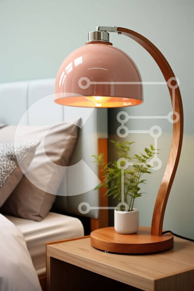 Intra Συλλεκτικό Ξύλινο Παζλ Plywood  4mm - Κομψό ροζ φωτιστικό γραφείου σε γαλάζιο υπνοδωμάτιο Σε Ξύλινο Κουτί - Διαστάσεις Puzzle: 10x10 cm – 25 κομμάτια